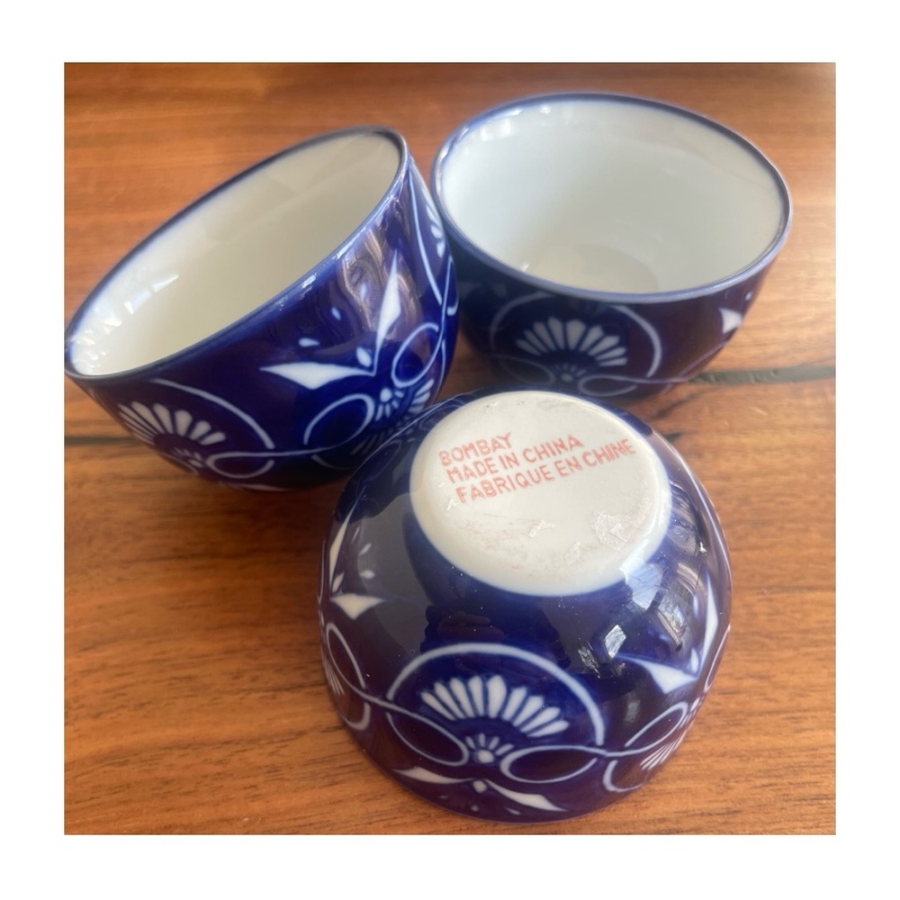 Bombay Indigo and White Patterned Bowls
